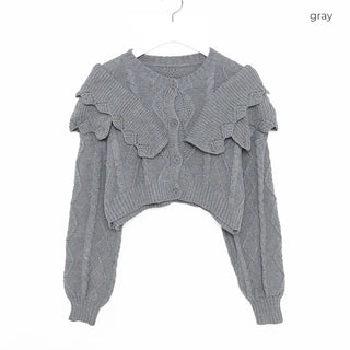Frill knit crop cardigan