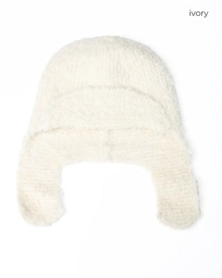 Knit hat with button ear flaps