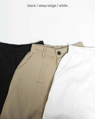 Curved wide-leg pants