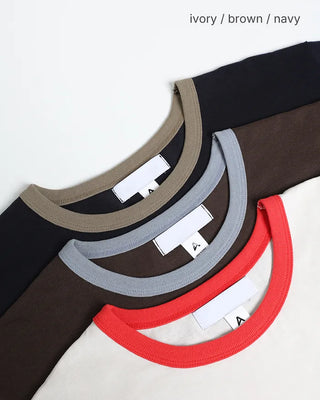 Simple two-tone ringer half T-shirt