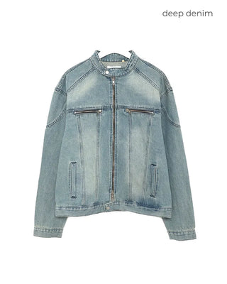 (Unisex) Washed Heavy Denim Jacket