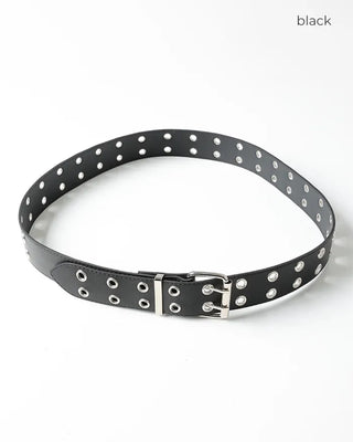Double eyelet leather belt