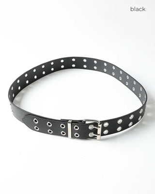 Double eyelet leather belt