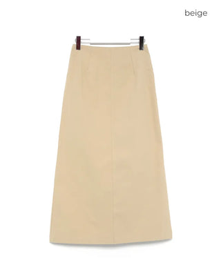 Back-slit cotton long skirt