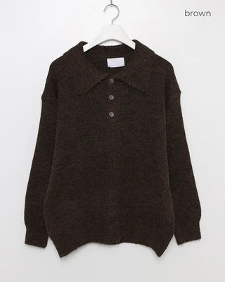 Polo collar boucle knit