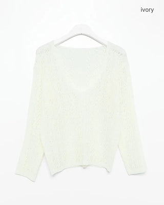 V-neck perforated knit