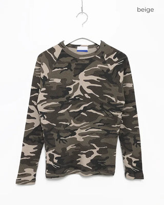 Waffle Camouflage Long T-Shirt