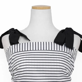 Ribbon strap striped dress