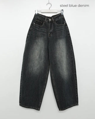Wide vintage wash denim pants