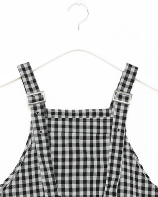 Checked belt long dress