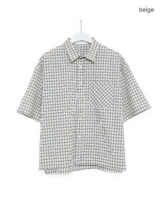 (Unisex) Checkered Short-Sleeve Shirt