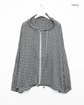 Drawstring hem check windbreaker