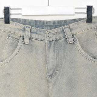 Washed denim pants