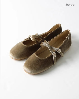 Velvet Mary Jane Flat Shoes