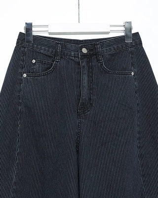 Striped wide summer denim pants