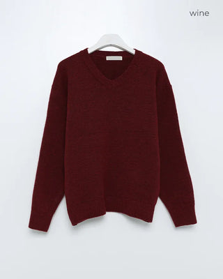 Simple V-neck long-sleeved knit