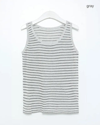 Border pattern round neck sleeveless