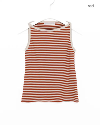 Boat neck striped sleeveless