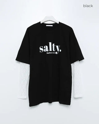 Lace sheer sleeve layered T-shirt