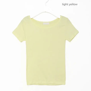Jewel neck simple short T-shirt
