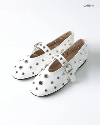 Perforated Mary Jane Flat Shoes