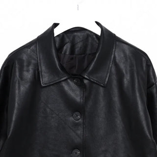 Loose-fit leather jacket