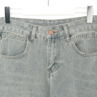 Washed wide denim pants