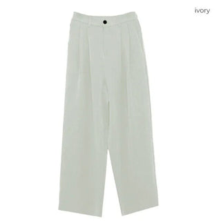 Wide-leg slacks with elastic waistband