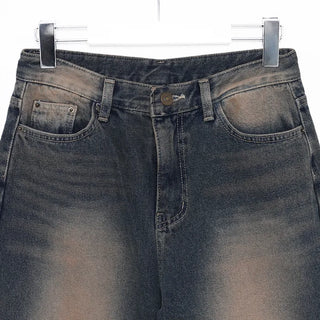 Washed denim pants