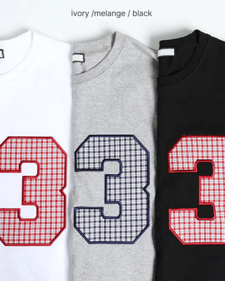 Checked numbering T-shirt