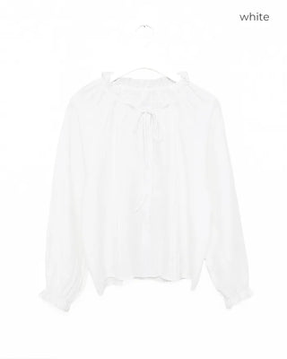Frill neck ribbon strap blouse