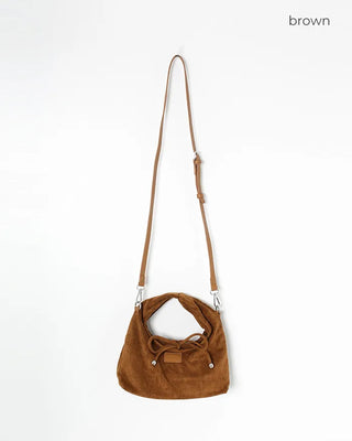 Ribbon String Point Suede Mini Bag