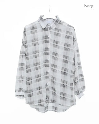 Madras check sheer shirt