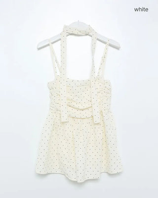Polka Dot Volume Camisole & Tie Blouse Set