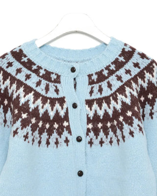 Fair Isle Cropped Knit Cardigan