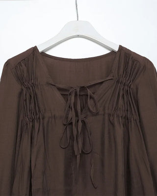 Gathered lace oversized blouse