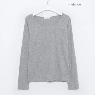 Jewel neck rayon long T-shirt