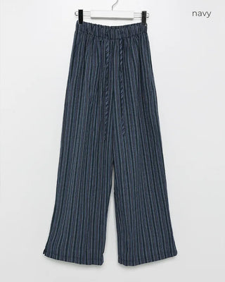 Slit Multi-Stripe Wide Easy Pants