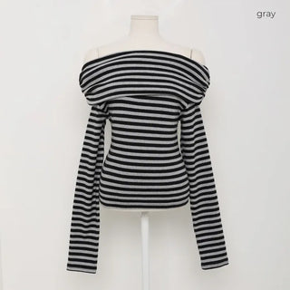 Striped off-shoulder knit
