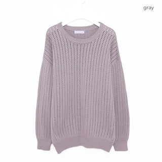Round neck perforated knit