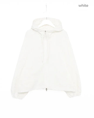 (Unisex) Fluff Check Double Zip Hooded Windbreaker