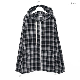 (Unisex) Check Hooded Zip-Up