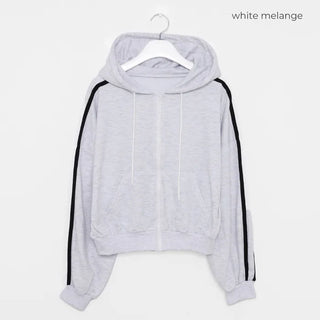 Two-line cropped zip hoodie