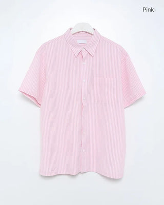 Oversized striped short-sleeved shirt