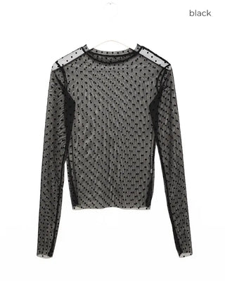 Polka Dot See-Through Long Sleeve T-Shirt