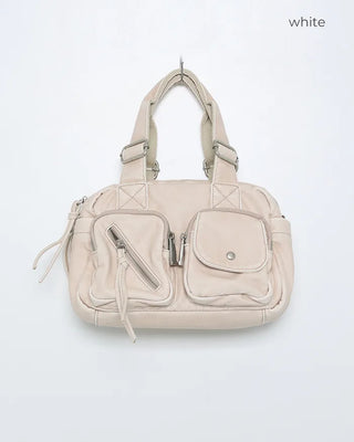 2-Way Vintage Double Pocket Square Boston Bag