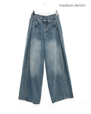 Wide denim pants