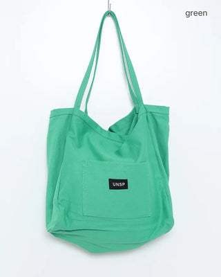 Square Pocket Big Color Canvas Tote Bag