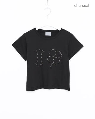 I Clover Stud Semi-Cropped Half T-Shirt