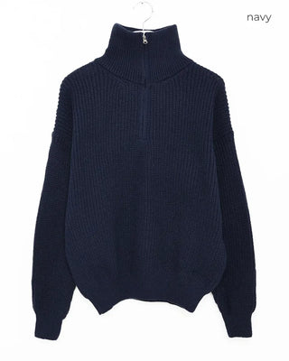 Half-zip ribbed knit